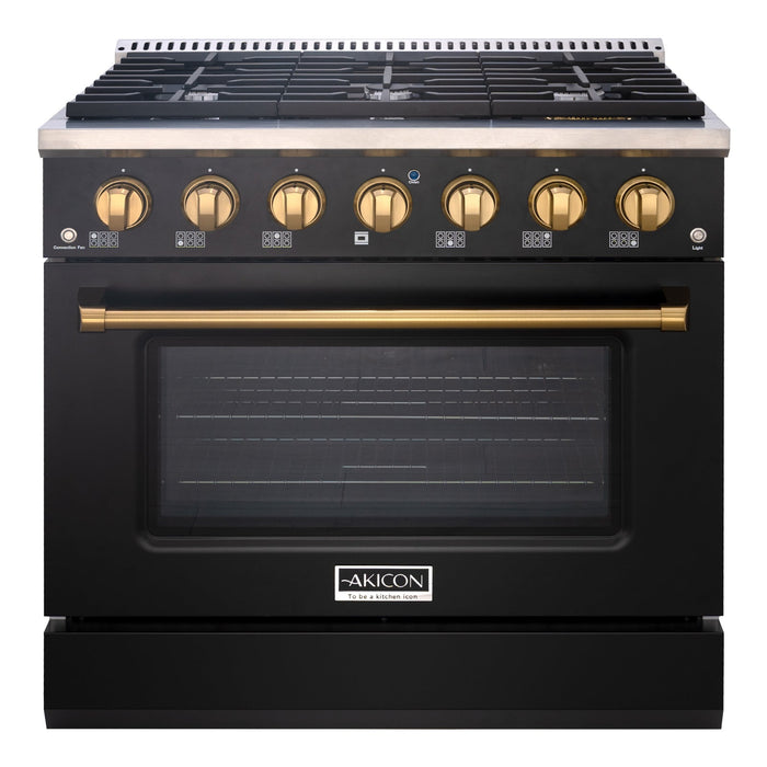 36" Slide-in Freestanding Professional Style Gas Range with 5.2 Cu. Ft. Oven, 6 Burners - AK-JK36A1-B