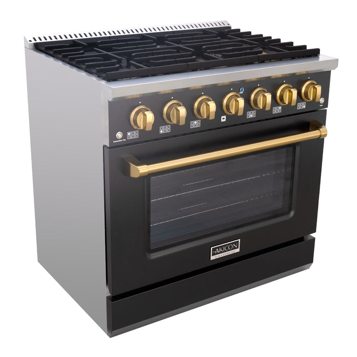 36" Slide-in Freestanding Professional Style Gas Range with 5.2 Cu. Ft. Oven, 6 Burners - AK-JK36A1-B