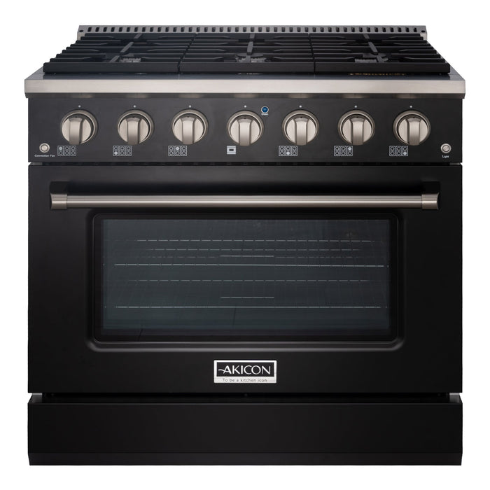 36" Slide-in Freestanding Professional Style Gas Range with 5.2 Cu. Ft. Oven, 6 Burners - AK-JK36A1-B