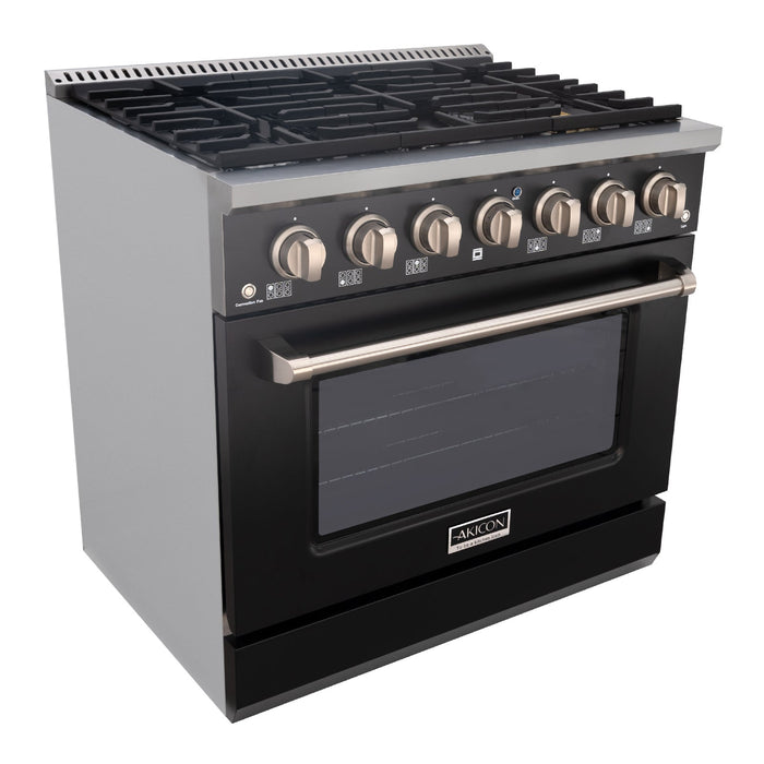 36" Slide-in Freestanding Professional Style Gas Range with 5.2 Cu. Ft. Oven, 6 Burners - AK-JK36A1-B