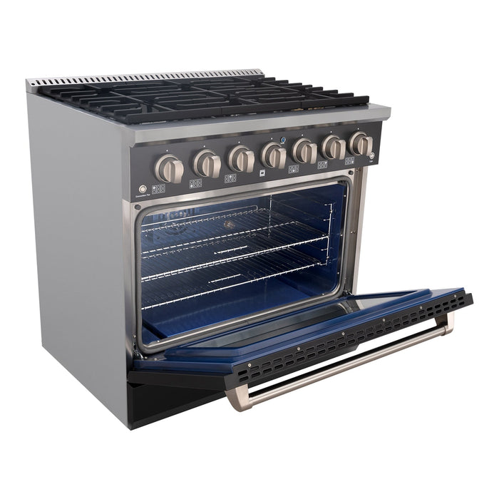 36" Slide-in Freestanding Professional Style Gas Range with 5.2 Cu. Ft. Oven, 6 Burners - AK-JK36A1-B