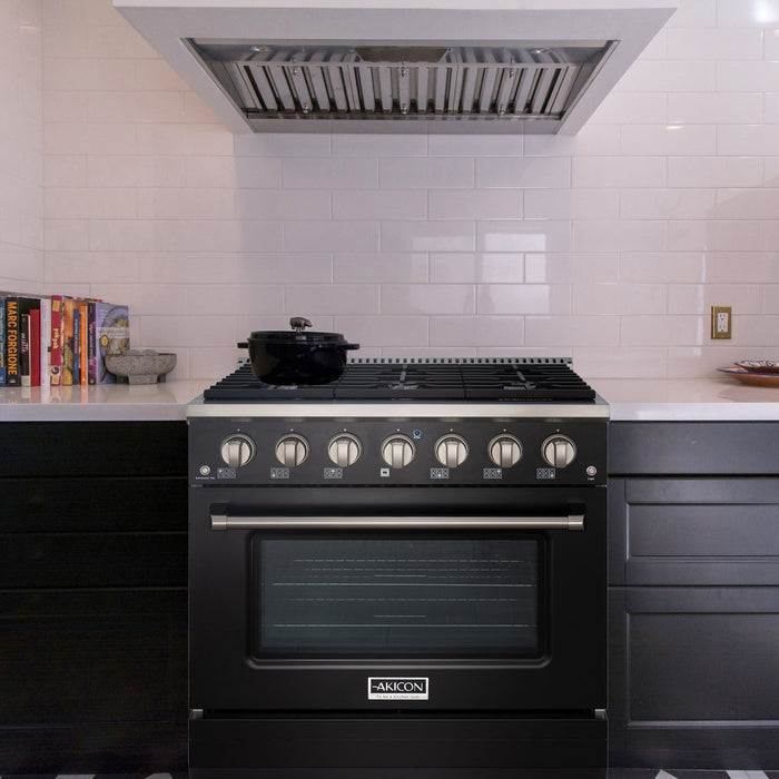36" Slide-in Freestanding Professional Style Gas Range with 5.2 Cu. Ft. Oven, 6 Burners - AK-JK36A1-B