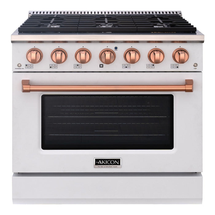 36" Slide-in Freestanding Professional Style Gas Range with 5.2 Cu. Ft. Oven, 6 Burners - AK-JK36A1-W