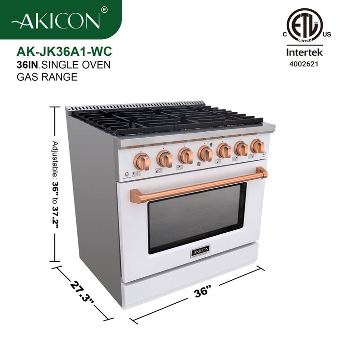36" Slide-in Freestanding Professional Style Gas Range with 5.2 Cu. Ft. Oven, 6 Burners - AK-JK36A1-W