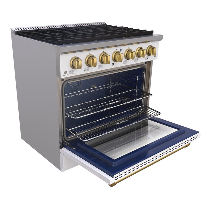 36" Slide-in Freestanding Professional Style Gas Range with 5.2 Cu. Ft. Oven, 6 Burners - AK-JK36A1-W