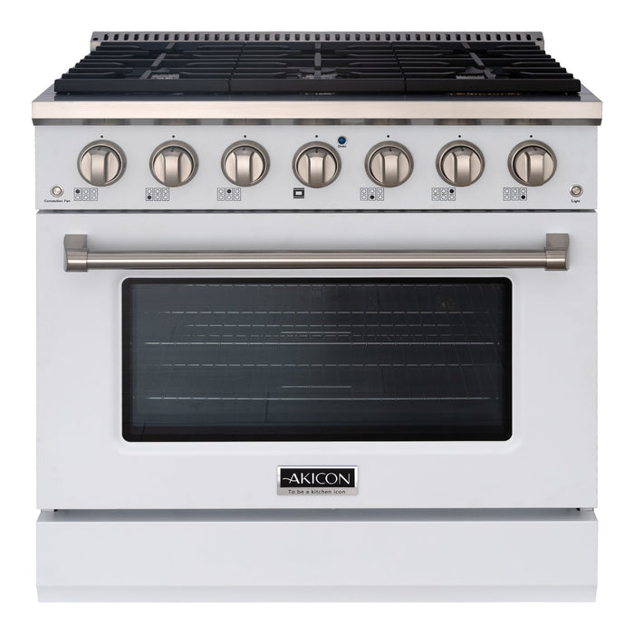 36" Slide-in Freestanding Professional Style Gas Range with 5.2 Cu. Ft. Oven, 6 Burners - AK-JK36A1-W