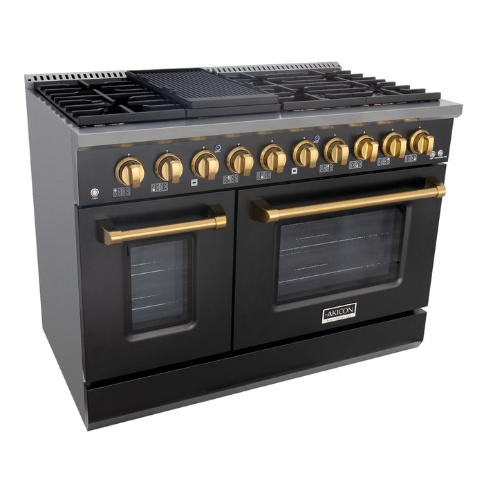 48" Slide-in Freestanding Professional Style Gas Range with 6.7 Cu. Ft. Oven, 8 Burners, AK-JK48A1-B