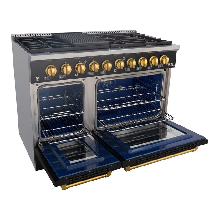 48" Slide-in Freestanding Professional Style Gas Range with 6.7 Cu. Ft. Oven, 8 Burners, AK-JK48A1-B