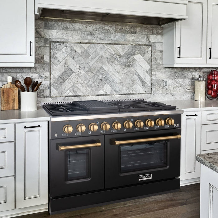 48" Slide-in Freestanding Professional Style Gas Range with 6.7 Cu. Ft. Oven, 8 Burners, AK-JK48A1-B