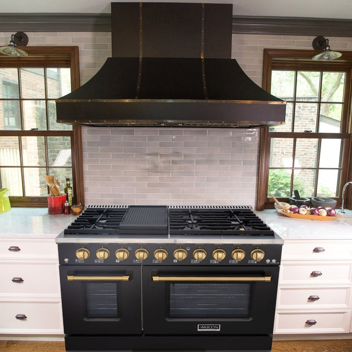 48" Slide-in Freestanding Professional Style Gas Range with 6.7 Cu. Ft. Oven, 8 Burners, AK-JK48A1-B