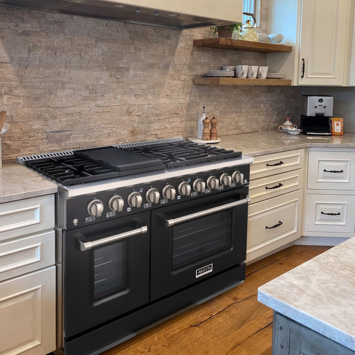 48" Slide-in Freestanding Professional Style Gas Range with 6.7 Cu. Ft. Oven, 8 Burners, AK-JK48A1-B