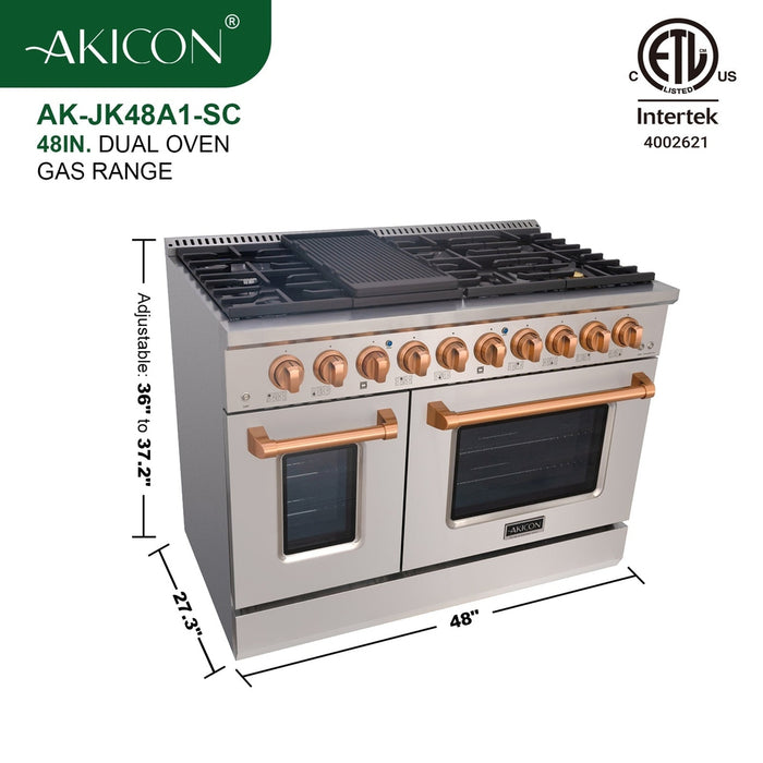 48" Slide-in Freestanding Professional Style Gas Range with 6.7 Cu. Ft. Oven, 8 Burners, AK-JK48A1-S