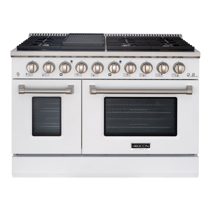 48" Slide-in Freestanding Professional Style Gas Range with 6.7 Cu. Ft. Oven, 8 Burners, AK-JK48A1-W
