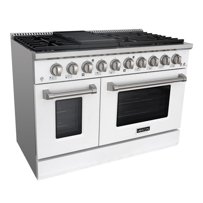 48" Slide-in Freestanding Professional Style Gas Range with 6.7 Cu. Ft. Oven, 8 Burners, AK-JK48A1-W