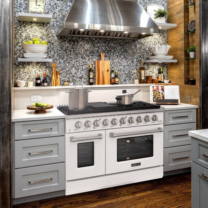 48" Slide-in Freestanding Professional Style Gas Range with 6.7 Cu. Ft. Oven, 8 Burners, AK-JK48A1-W