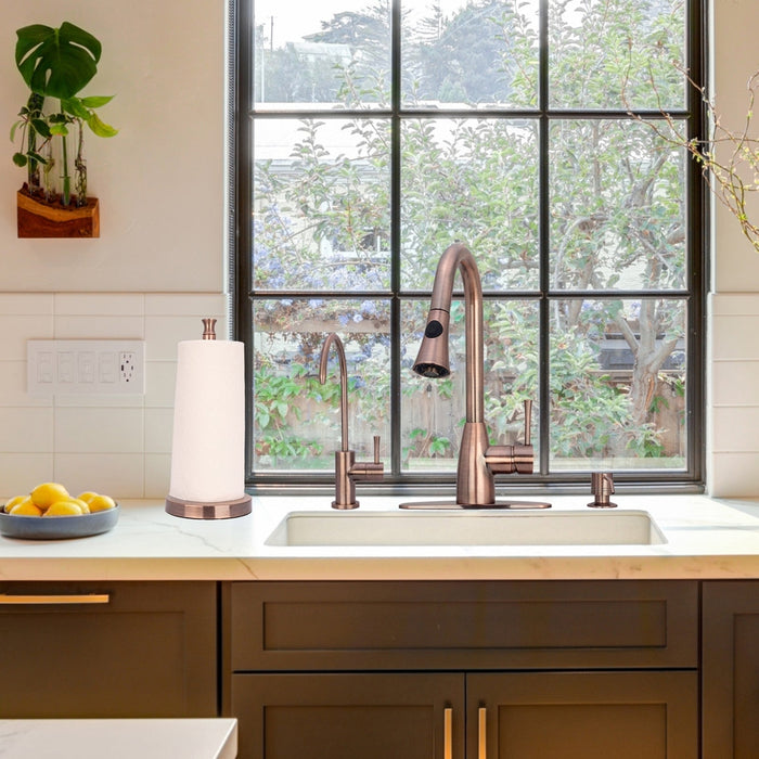 Antique Copper Paper Towel Holder Roll Dispenser Stand for Kitchen Countertop & Dining Room Table - AK79303-AC