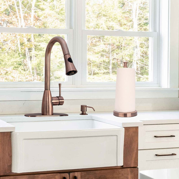 Antique Copper Paper Towel Holder Roll Dispenser Stand for Kitchen Countertop & Dining Room Table - AK79303-AC