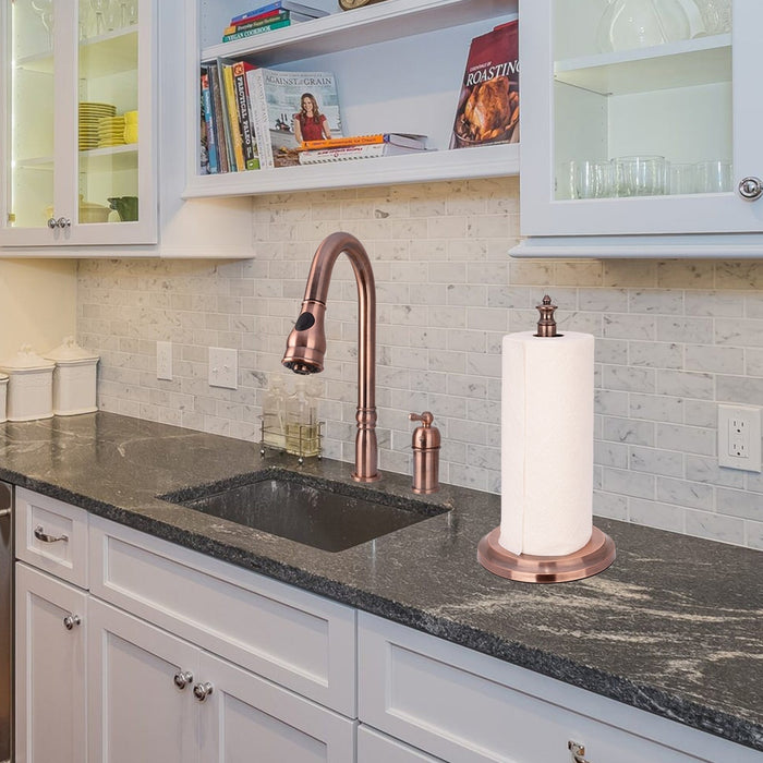 Antique Copper Paper Towel Holder Roll Dispenser Stand for Kitchen Countertop & Dining Room Table - AK79304-AC