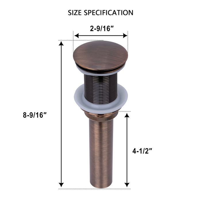 Antique Copper Push Button Bathroom Sink Drain Stopper Without Overflow - AK82001AC