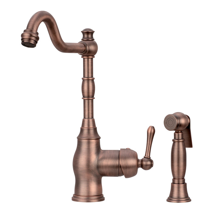 One-Handle Copper Widespread Kitchen Faucet with Side Sprayer - AK96918C