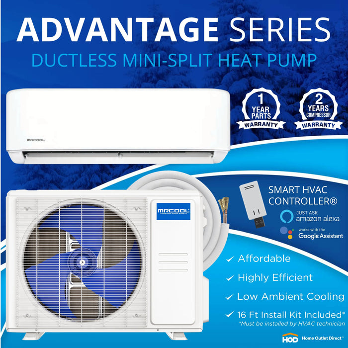 MRCOOL Advantage 5th Gen 24,000 BTU Single Zone Mini Split Complete System with 16 Ft. Line Set, 230V, Wall Mounted (A-24-HP-230D-O)
