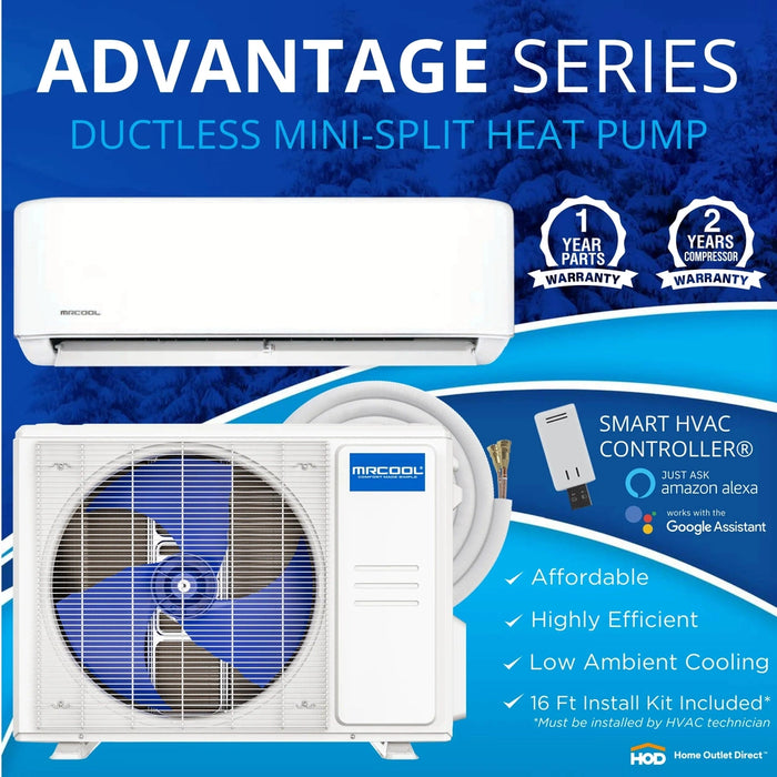 MRCOOL Advantage 5th Gen 18,000 BTU Single Zone Mini Split Complete System with 16 Ft. Line Set, 230V, Wall Mounted (A-18-HP-230D-O)