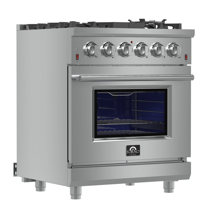 Forno Massimo 30-Inch Freestanding Gas Range, 4 Burners, True Convection Oven