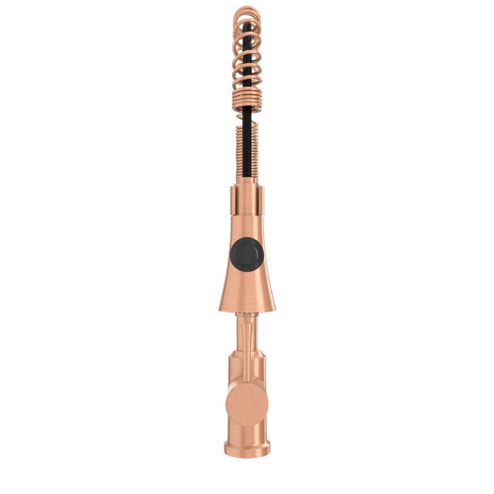 Copper Kitchen Faucet with Soap Dispenser, Single Handle Solid Brass High Arc Pull Down Sprayer Head Kitchen Sink Faucets with Deck Plate