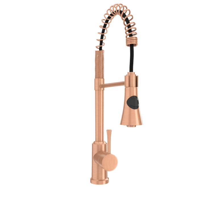 Copper Kitchen Faucet with Soap Dispenser, Single Handle Solid Brass High Arc Pull Down Sprayer Head Kitchen Sink Faucets with Deck Plate