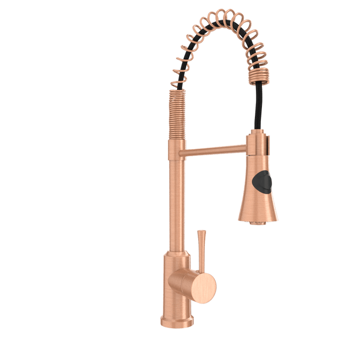 Copper Kitchen Faucet with Soap Dispenser, Single Handle Solid Brass High Arc Pull Down Sprayer Head Kitchen Sink Faucets with Deck Plate