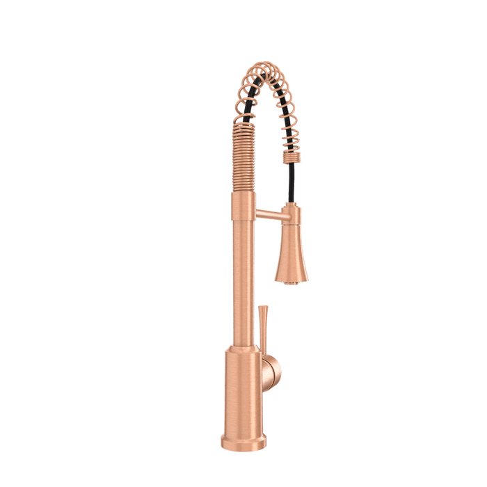 Copper Kitchen Faucet with Soap Dispenser, Single Handle Solid Brass High Arc Pull Down Sprayer Head Kitchen Sink Faucets with Deck Plate