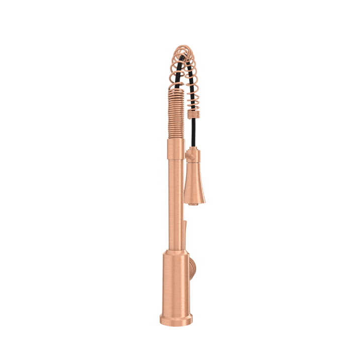 Copper Kitchen Faucet with Soap Dispenser, Single Handle Solid Brass High Arc Pull Down Sprayer Head Kitchen Sink Faucets with Deck Plate