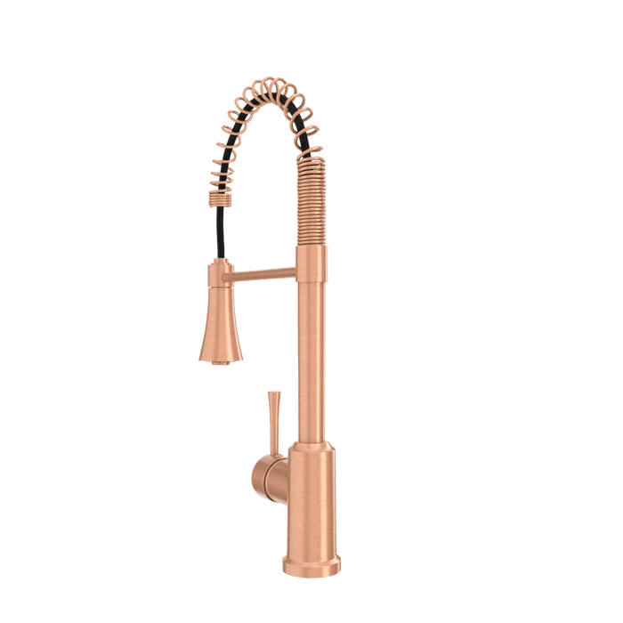 Copper Kitchen Faucet with Soap Dispenser, Single Handle Solid Brass High Arc Pull Down Sprayer Head Kitchen Sink Faucets with Deck Plate