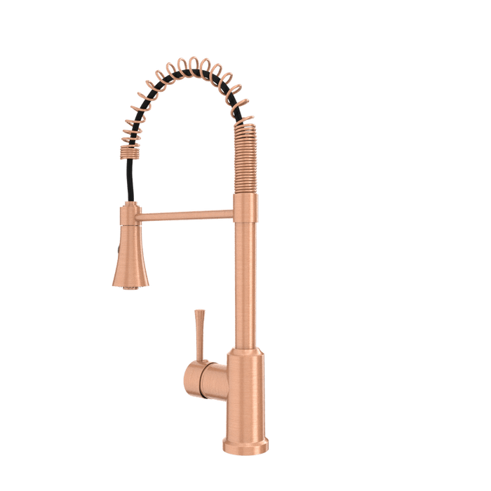 Copper Kitchen Faucet with Soap Dispenser, Single Handle Solid Brass High Arc Pull Down Sprayer Head Kitchen Sink Faucets with Deck Plate