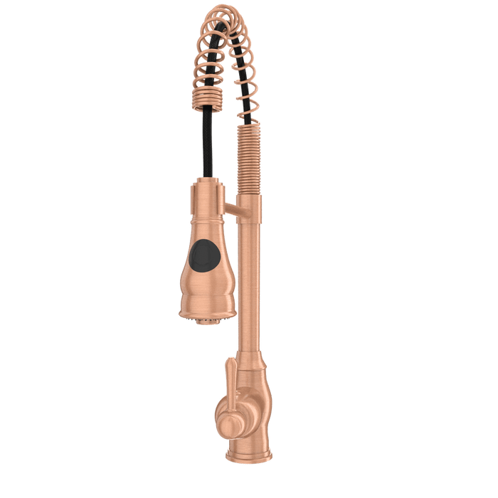 Copper Pre-Rinse Spring Kitchen Faucet, Single Level Solid Brass Kitchen Sink Faucets with Pull Down Sprayer - AK96518C