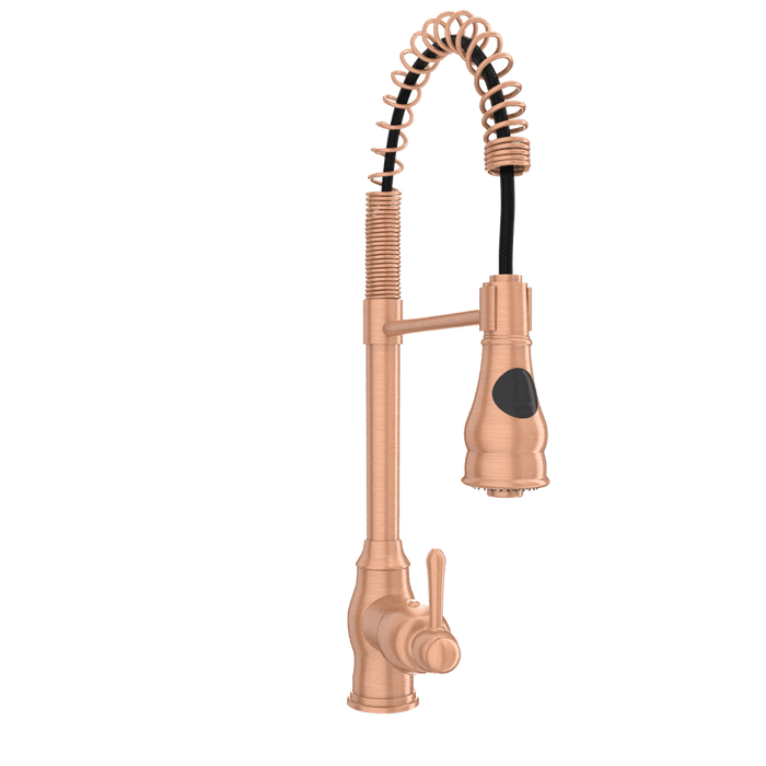 Copper Pre-Rinse Spring Kitchen Faucet, Single Level Solid Brass Kitchen Sink Faucets with Pull Down Sprayer - AK96518C