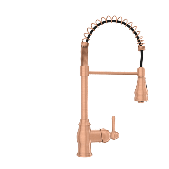 Copper Pre-Rinse Spring Kitchen Faucet, Single Level Solid Brass Kitchen Sink Faucets with Pull Down Sprayer - AK96518C