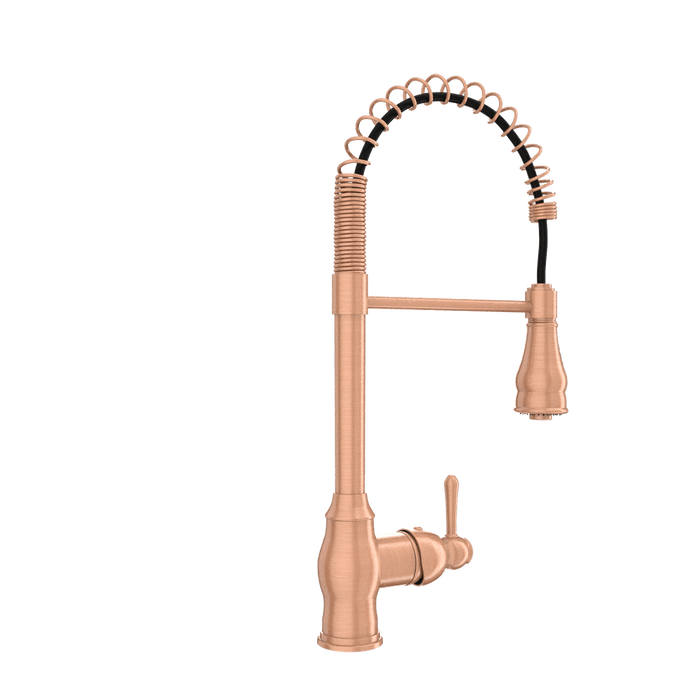 Copper Pre-Rinse Spring Kitchen Faucet, Single Level Solid Brass Kitchen Sink Faucets with Pull Down Sprayer - AK96518C