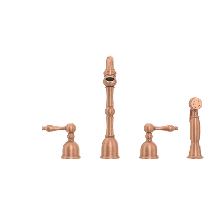 Two-Handles Copper Widespread Kitchen Faucet with Side Sprayer - AK96818C