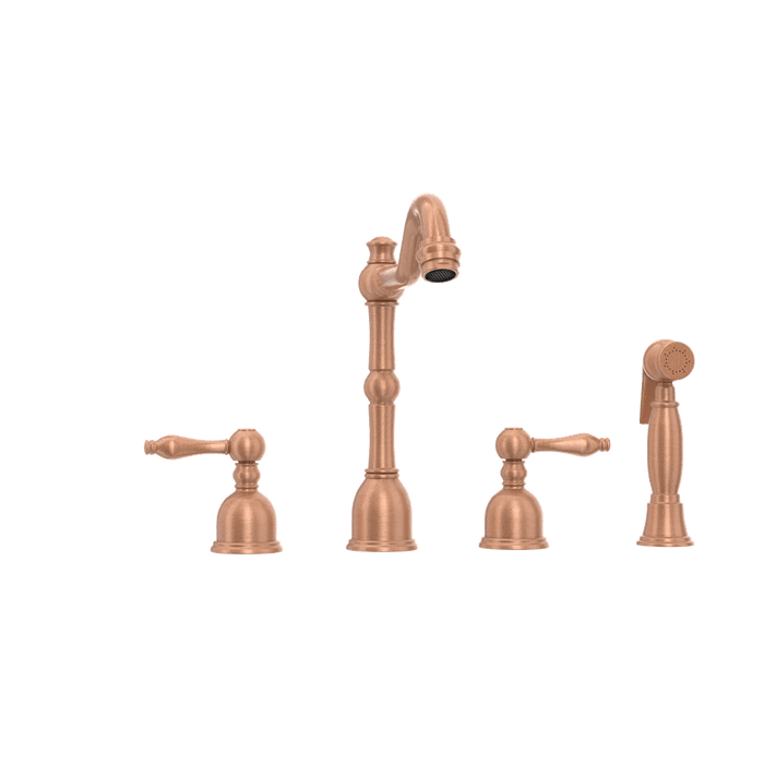 Two-Handles Copper Widespread Kitchen Faucet with Side Sprayer - AK96818C