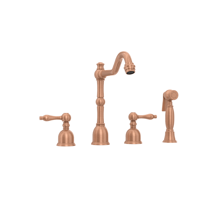 Two-Handles Copper Widespread Kitchen Faucet with Side Sprayer - AK96818C