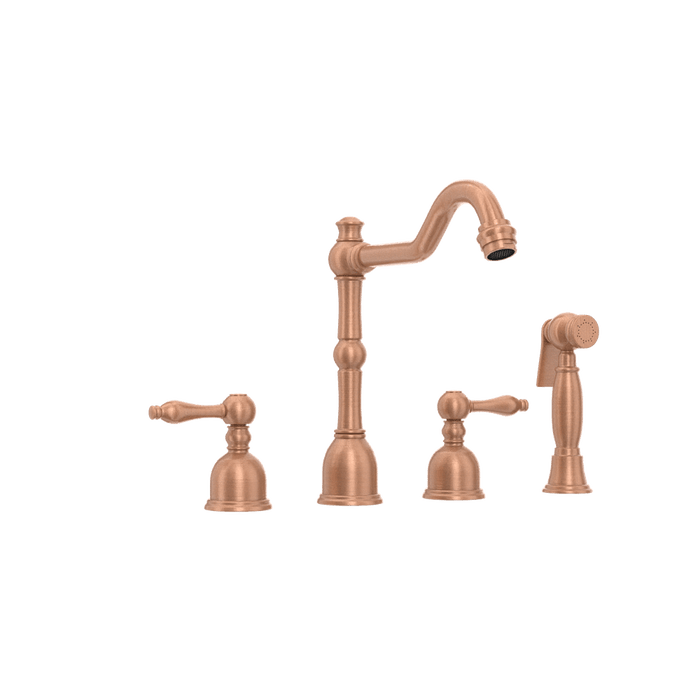 Two-Handles Copper Widespread Kitchen Faucet with Side Sprayer - AK96818C