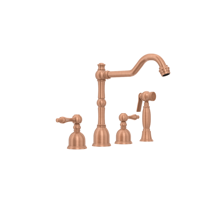 Two-Handles Copper Widespread Kitchen Faucet with Side Sprayer - AK96818C