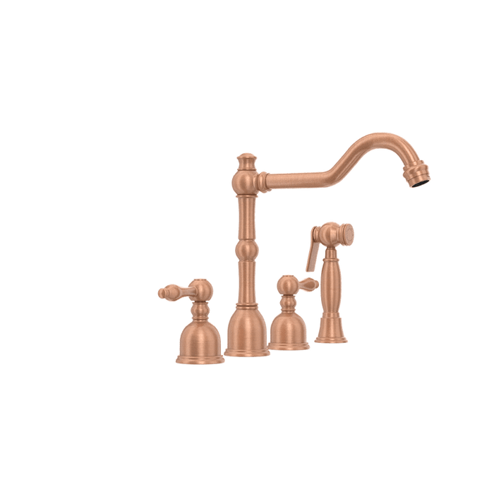 Two-Handles Copper Widespread Kitchen Faucet with Side Sprayer - AK96818C