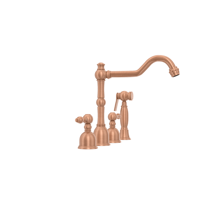 Two-Handles Copper Widespread Kitchen Faucet with Side Sprayer - AK96818C