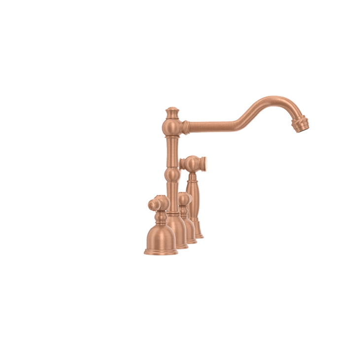 Two-Handles Copper Widespread Kitchen Faucet with Side Sprayer - AK96818C