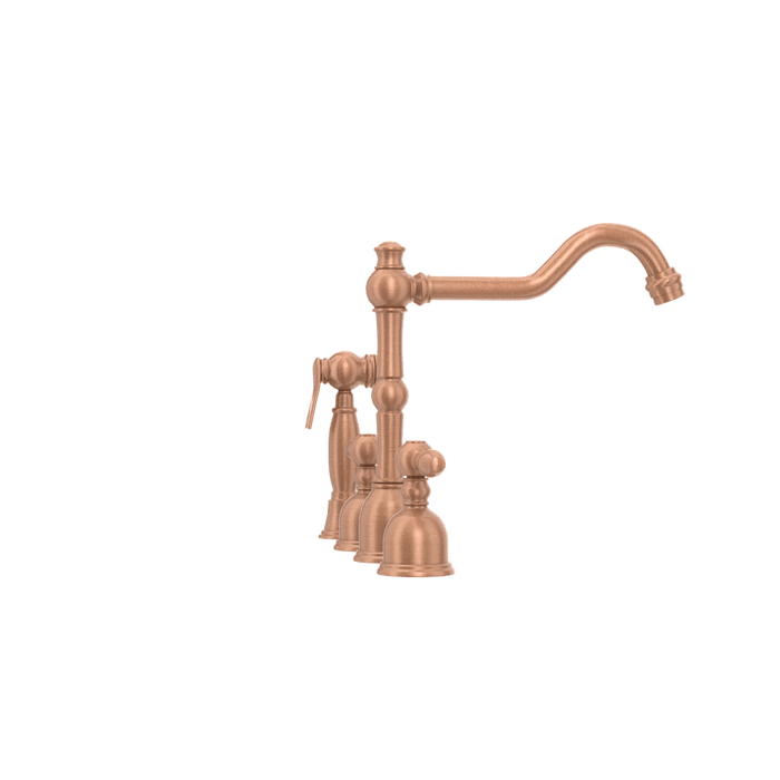 Two-Handles Copper Widespread Kitchen Faucet with Side Sprayer - AK96818C