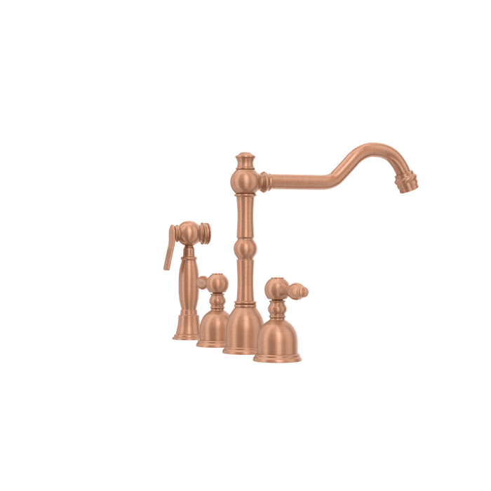 Two-Handles Copper Widespread Kitchen Faucet with Side Sprayer - AK96818C
