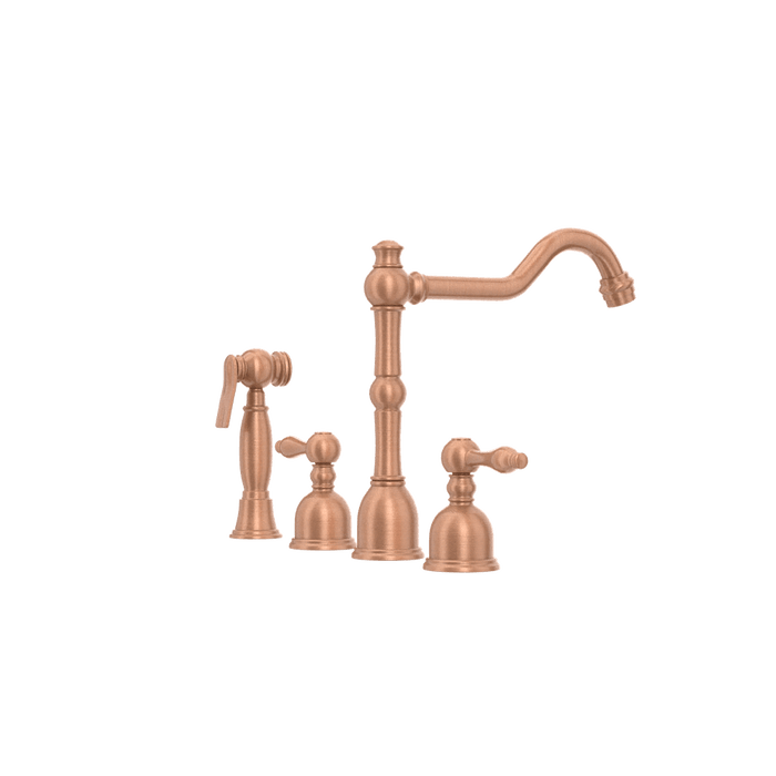 Two-Handles Copper Widespread Kitchen Faucet with Side Sprayer - AK96818C