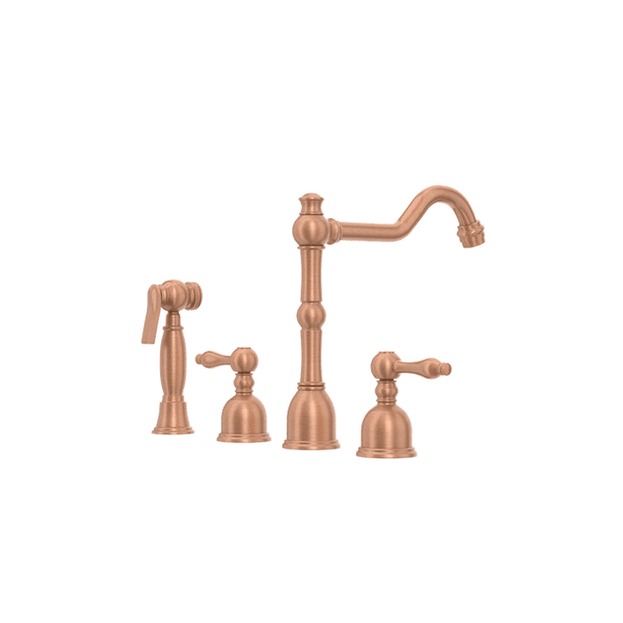 Two-Handles Copper Widespread Kitchen Faucet with Side Sprayer - AK96818C